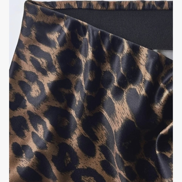 Satin High Waist Hidden Elasticized Waistband Flared A Line Skirt #838 - Picture 5 of 12